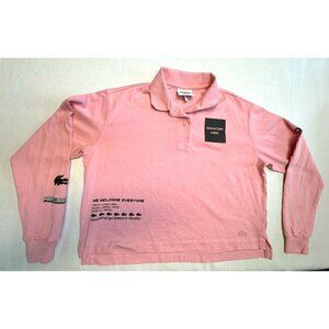 Lacoste Minecraft Collaboration Oversized Fit Pink Polo Shirt Size 34